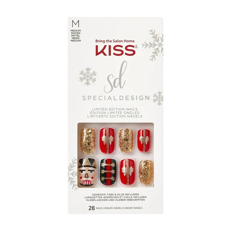 KISS USA Special Design Holiday Limited Edition Fake Nails, Red, Candle and Blanket, 28 Count - W... | Walmart (US)