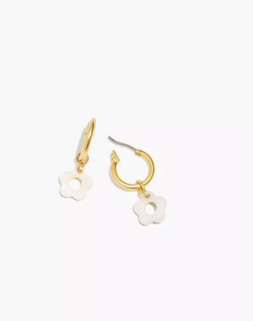 Retro Daisy Mother of Pearl Huggie Hoop Earrings | Madewell