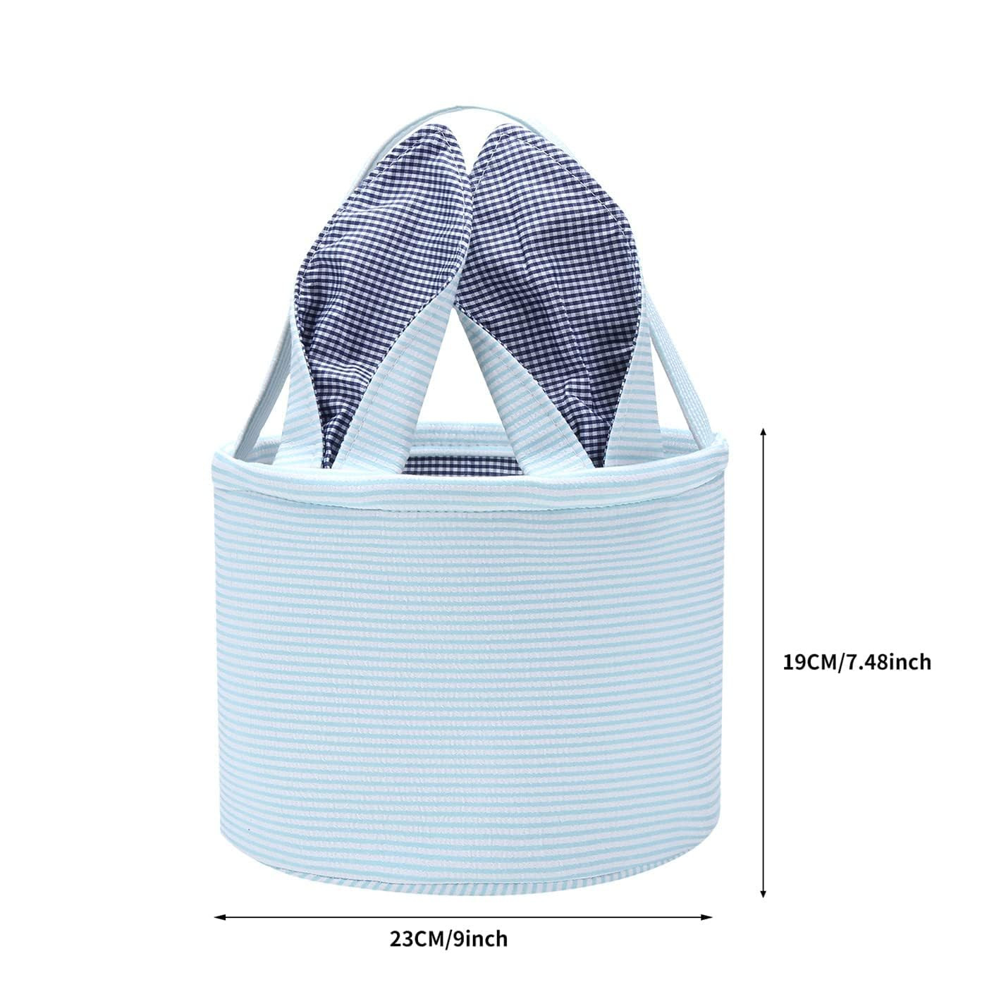 Easter Basket Seersucker Egg Hunt Bunny Baskets for Kids with Cute Rabbit Ears Stripe Storage Gif... | Amazon (US)