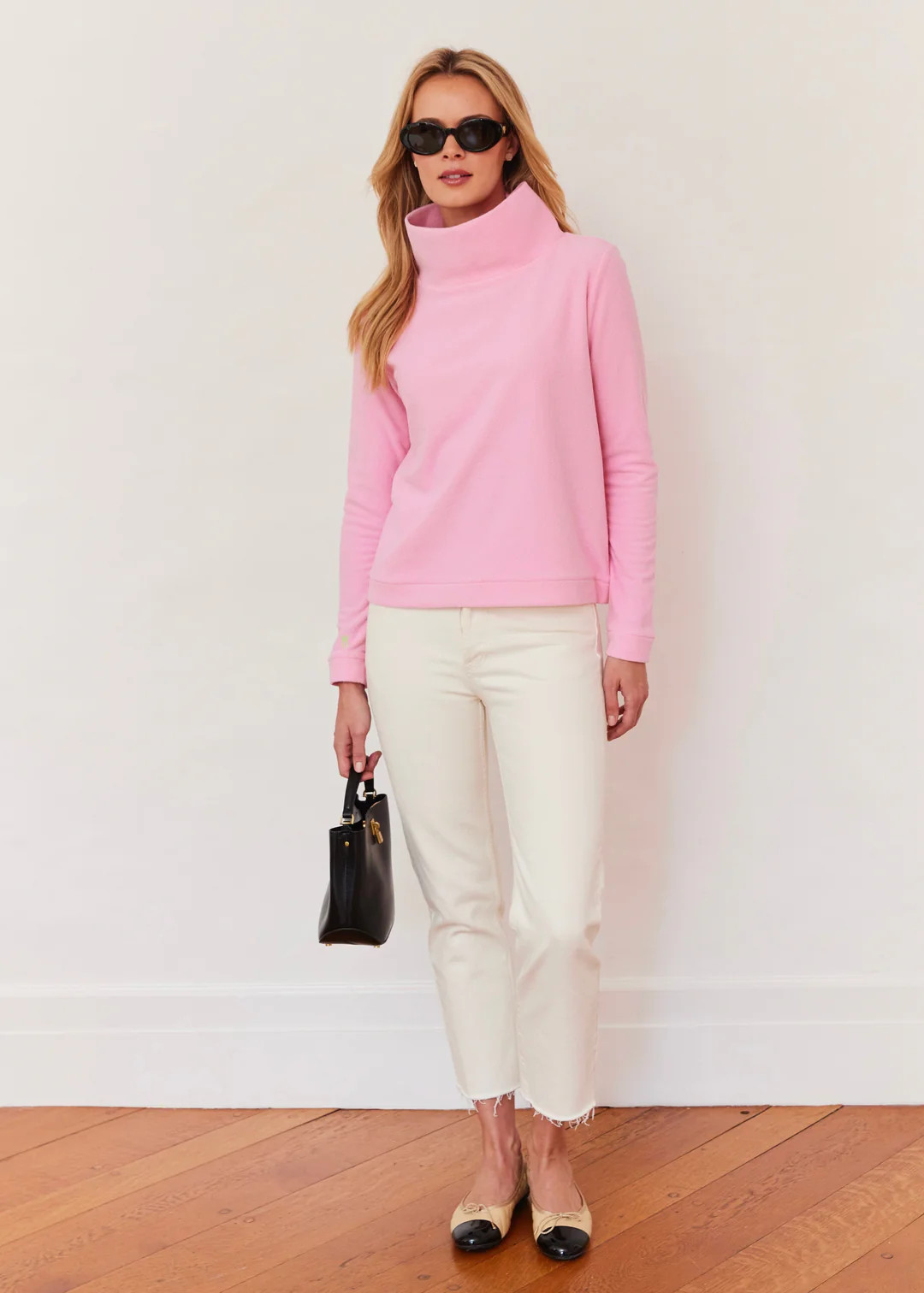 Park Slope Turtleneck in Terry Fleece (Prism Pink) | Dudley Stephens