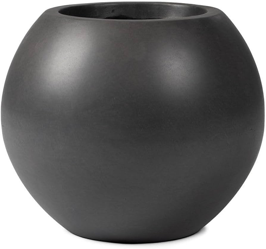 Ash & Ember Onyx 16" D Ceramic Indoor Outdoor Round Sphere Planter, Charcoal, Home Décor Evergre... | Amazon (US)