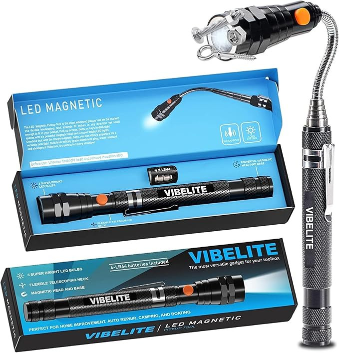 VIBELITE Extendable Magnetic Flashlight with Telescoping Magnet Pickup Tool-Cool Gadget Christmas... | Amazon (US)