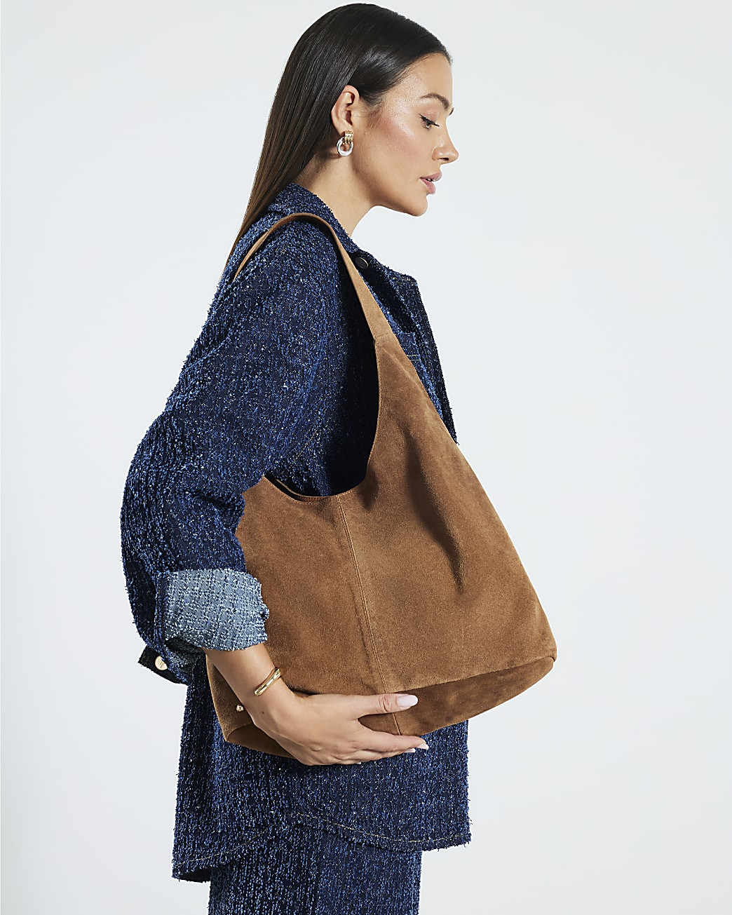 Brown Suede Slouch Shopper Bag | River Island UK & IE