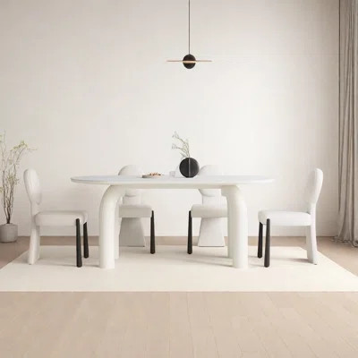 French Cream Luxury White Marble Dining Table | Wayfair North America