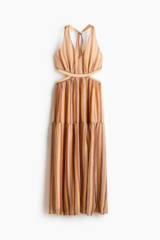 H & M - Cutout Halterneck Dress - Light Orange/Striped | H&M (US + CA)