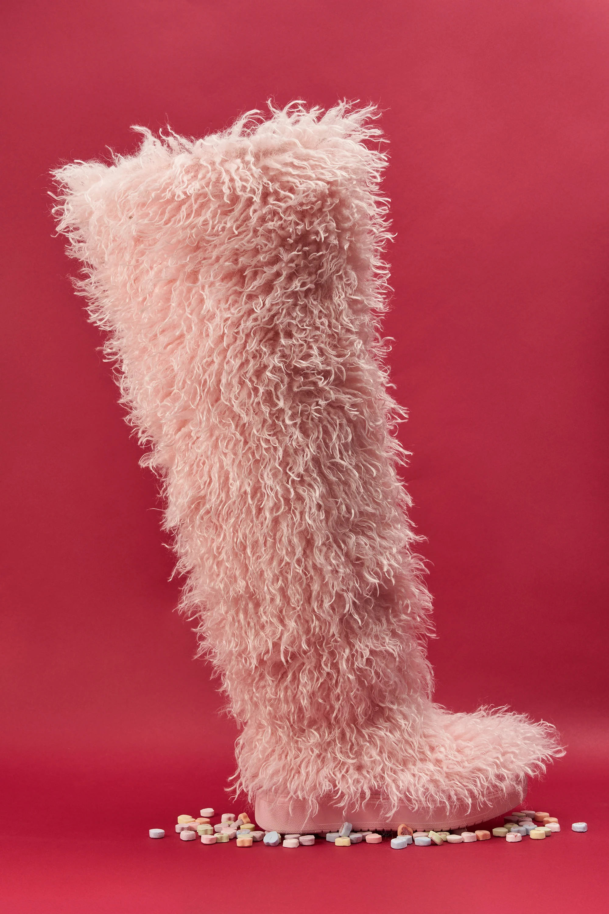 AZALEA WANG TEMPLETON PINK POODLE FAUX FUR OVER THE KNEE BOOT | AKIRA