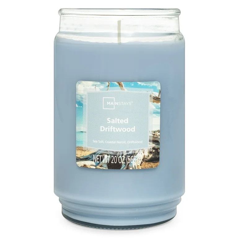 Mainstays Salted Driftwood Scented Glass Jar Candle, 20 oz | Walmart (US)