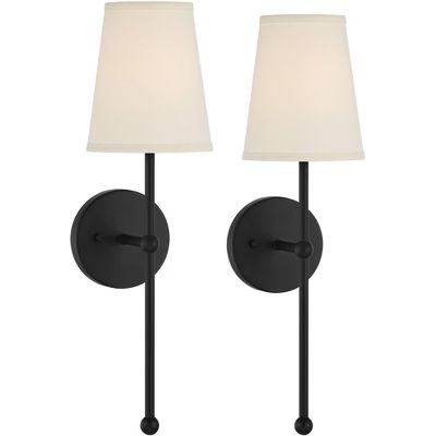 Possini Euro Design Elena Modern Wall Light Sconces Set of 2 Matte Black Metal Hardwire 6" Fixtur... | Target