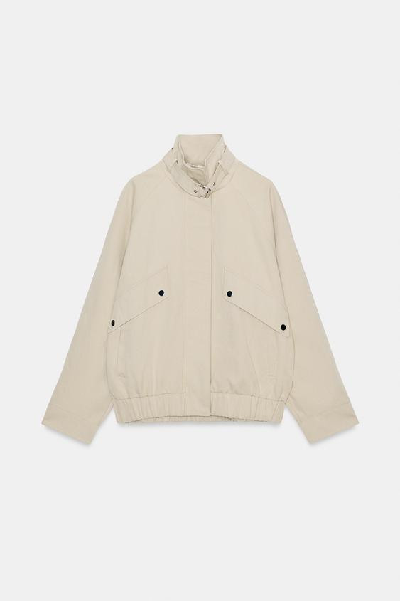 OVERSIZED HIGH-COLLAR BOMBER JACKET | Zara US