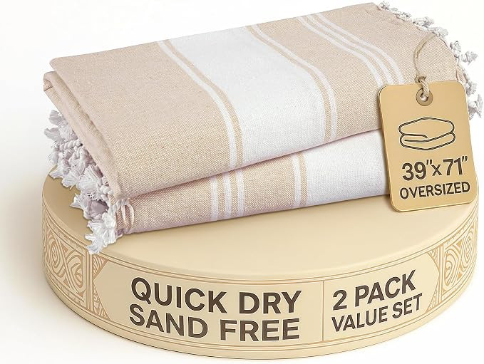 LANE LINEN Oversized Beach Towels, 2 Pack Turkish Towel Set for Adults, Lightweight, Quick Dry, A... | Amazon (US)