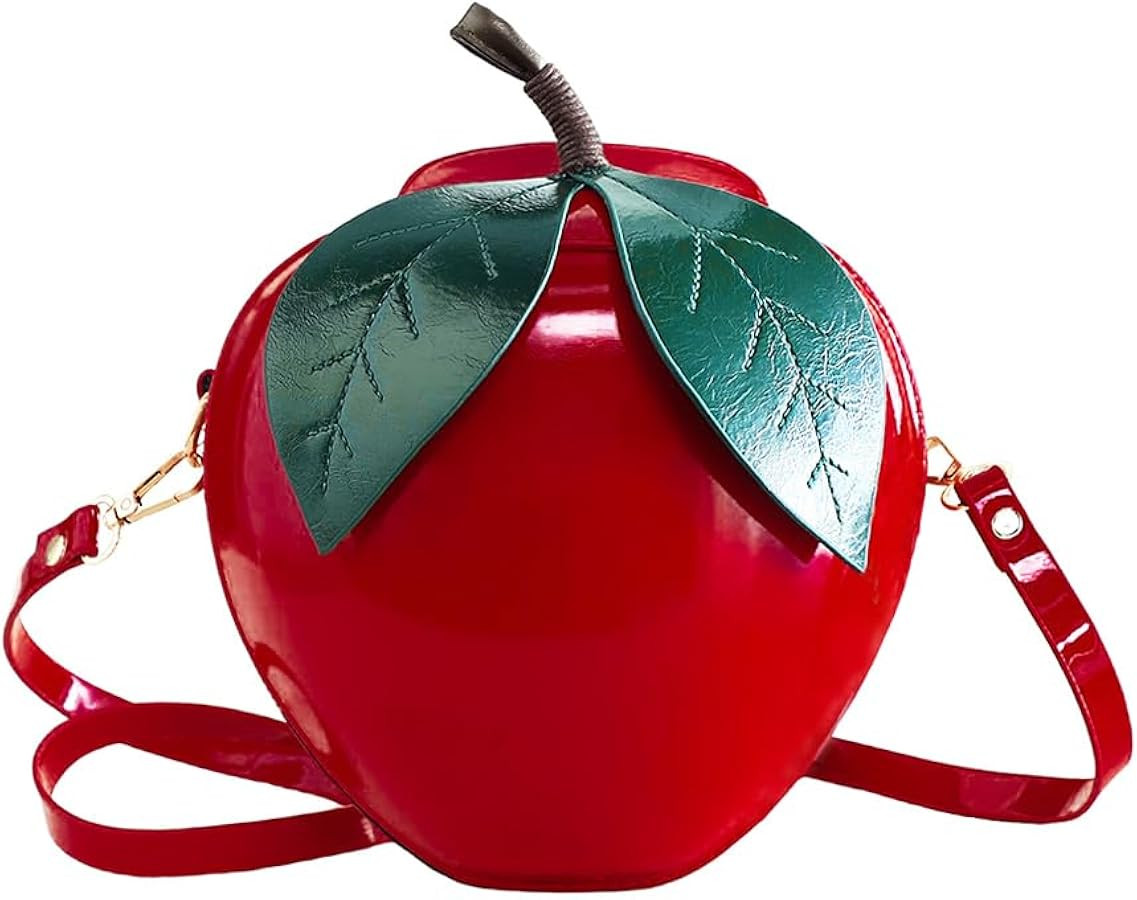 123Arts Apple Shape Shoulder Bag Crossbody Bag PU Leather Handbag | Amazon (US)
