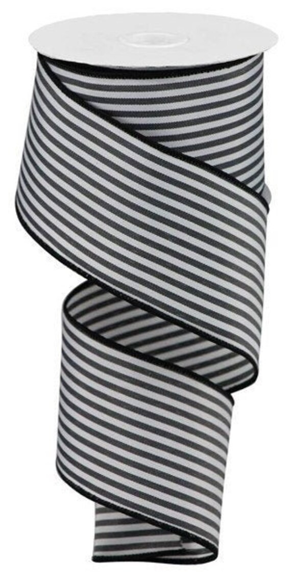 Black White Stripe Wired Ribbon By the Roll 2.5 x 10 | Etsy | Etsy (US)