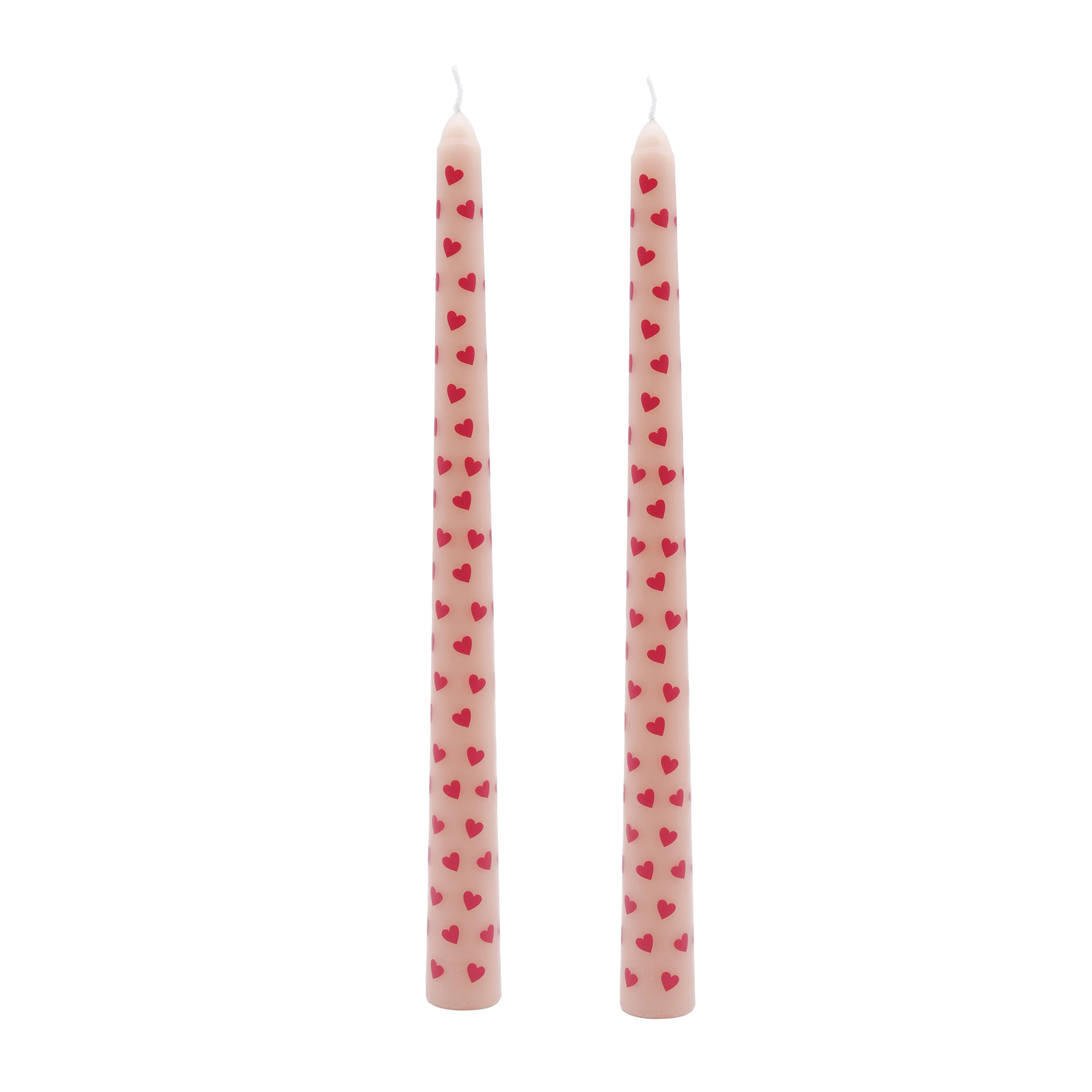 My Texas House Valentine 10" Red Hearts & Pink Taper Candles, Unscented, 2 Count | Walmart (US)