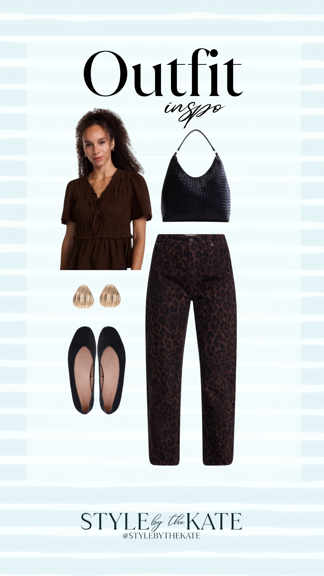 Leopard pants are trending for fall, and chocolate brown makes them so easy to style! Ballet flats and a woven bag are perfect for an everyday wear. 🐆🤎

#LTKootd #LTKSeasonal #LTKSaleAlert