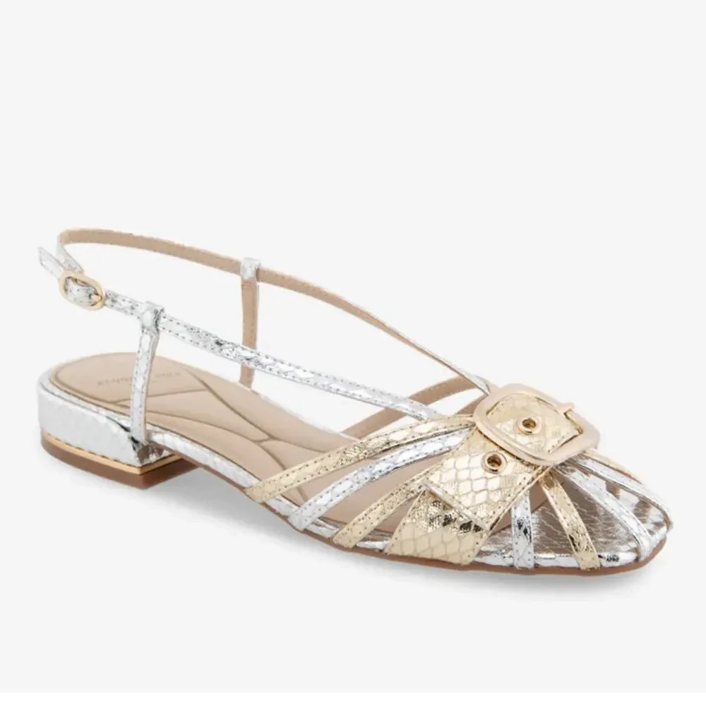 NWT Kenneth Cole FARRAH METALLIC COMBO SNAKE CAGED IN BUCKLE SANDAL sz 5.5 | Poshmark