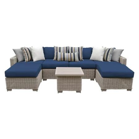 TK Classics Coast 7 Piece Wicker Patio Furniture Set with Ottomans | Walmart (US)