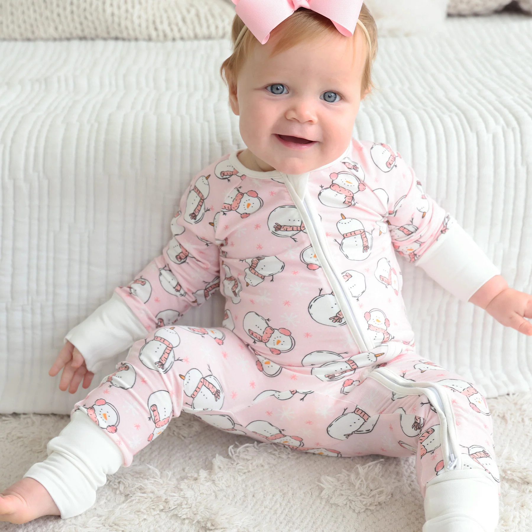 Frosty Friends Convertible Zip Romper | Pink | Caden Lane