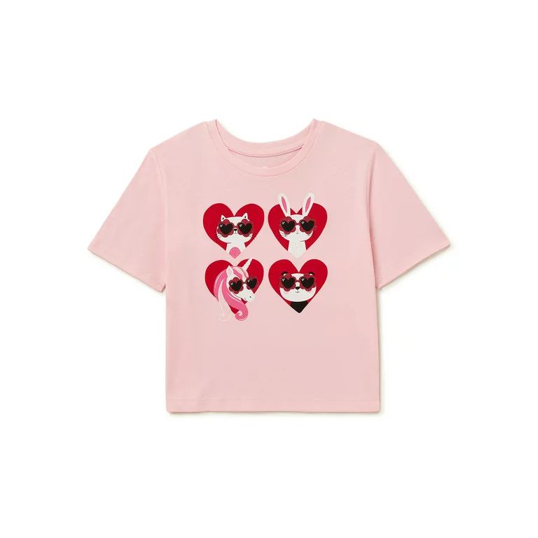 Valentine’s Day Girls Short Sleeve Graphic Tee, Sizes 4-18 | Walmart (US)