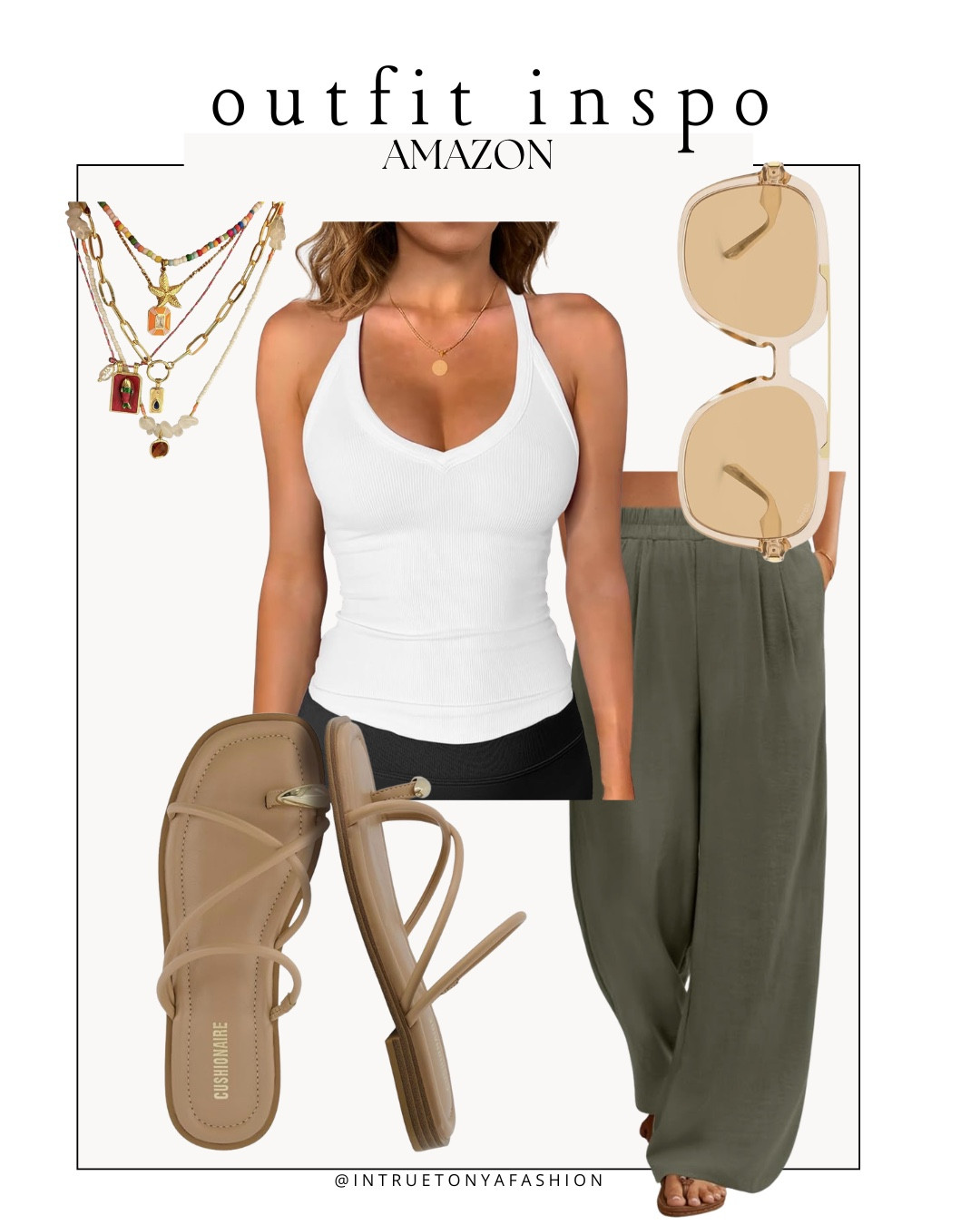 Summer outfit idea from amazon — white tank top, olive green wide leg linen pants, sandals, stacked beach lace and sunglasses 






Size 6/8 summer outfit ideas, midsize summer outfit, casual summer style, effortless everyday style, Amazon fashion midsize, petite Amazon fashion, coffee run outfit, SAHM outfits for summer, amazon prime deal days

#LTKootd #LTKSaleAlert #LTKPetite