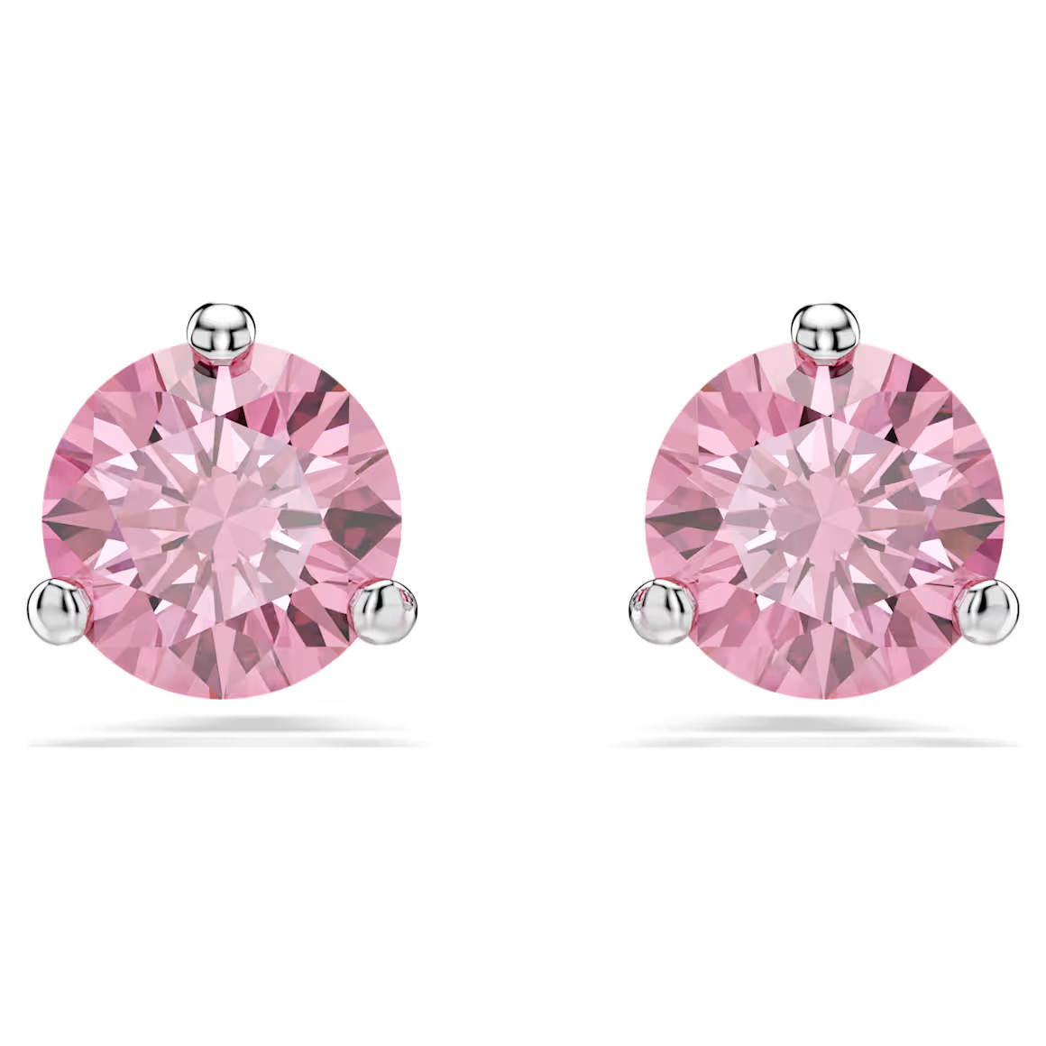 Orecchini a lobo Solitaire, Taglio Round, Rosa, Placcato rodio di SWAROVSKI | SWAROVSKI