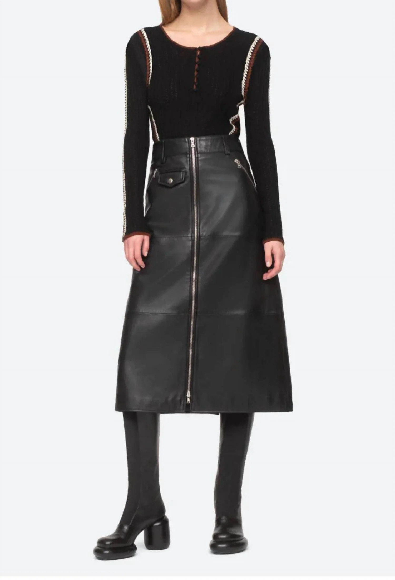 Lilia Leather Skirt In Black | Shop Simon