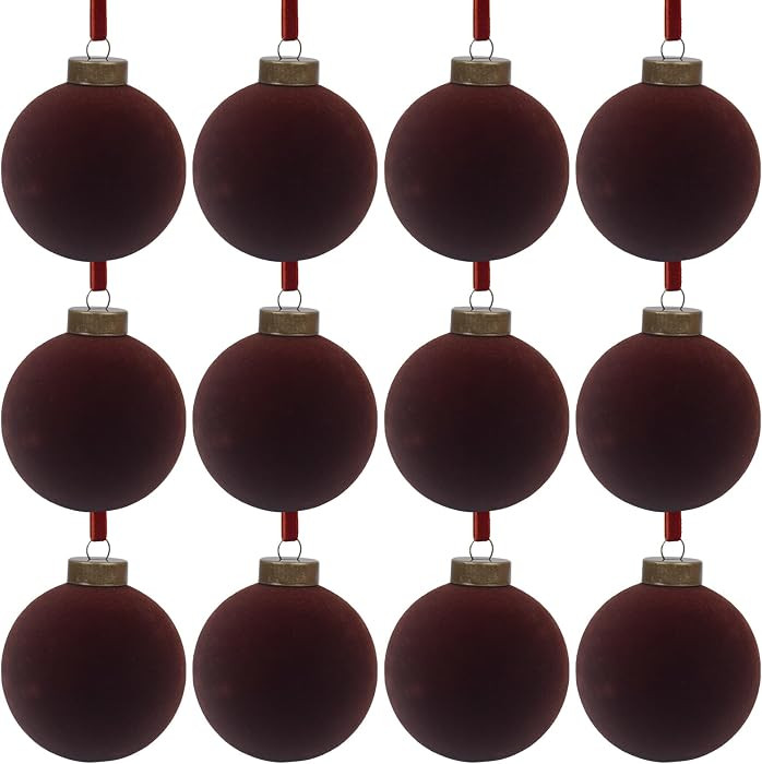 12 Pcs Velvet Christmas Balls Bulk Shatterproof Plastic Christmas Tree Decorations for Decorative... | Amazon (CA)