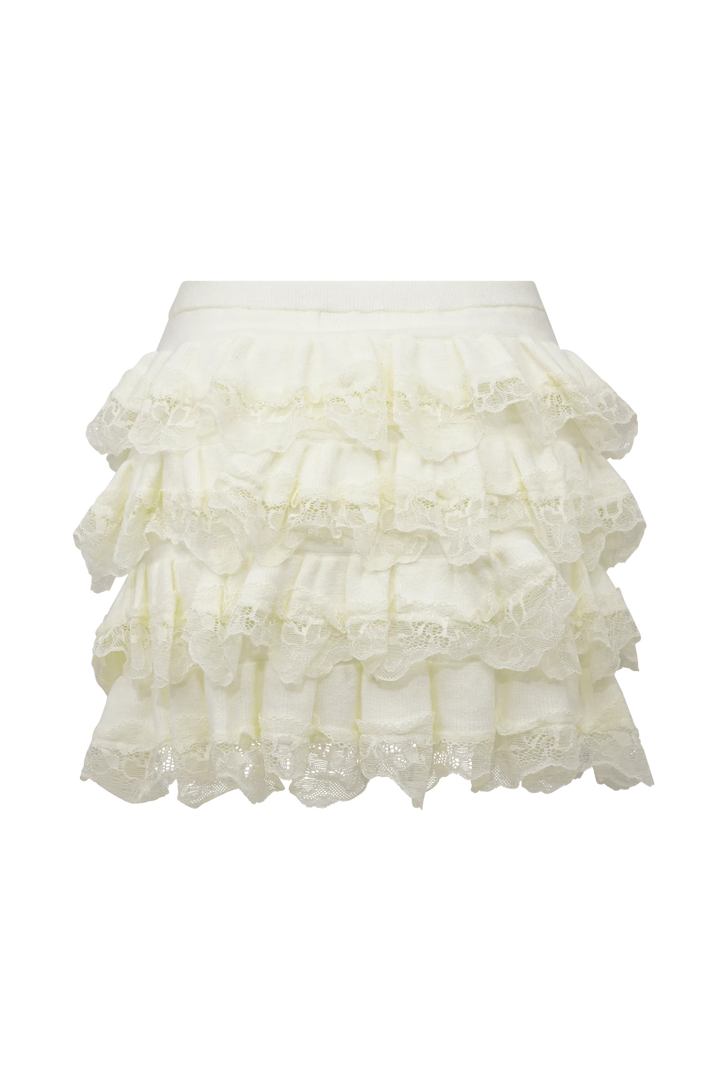 Lace Ruffle Mini Skort - Cream | MESHKI US