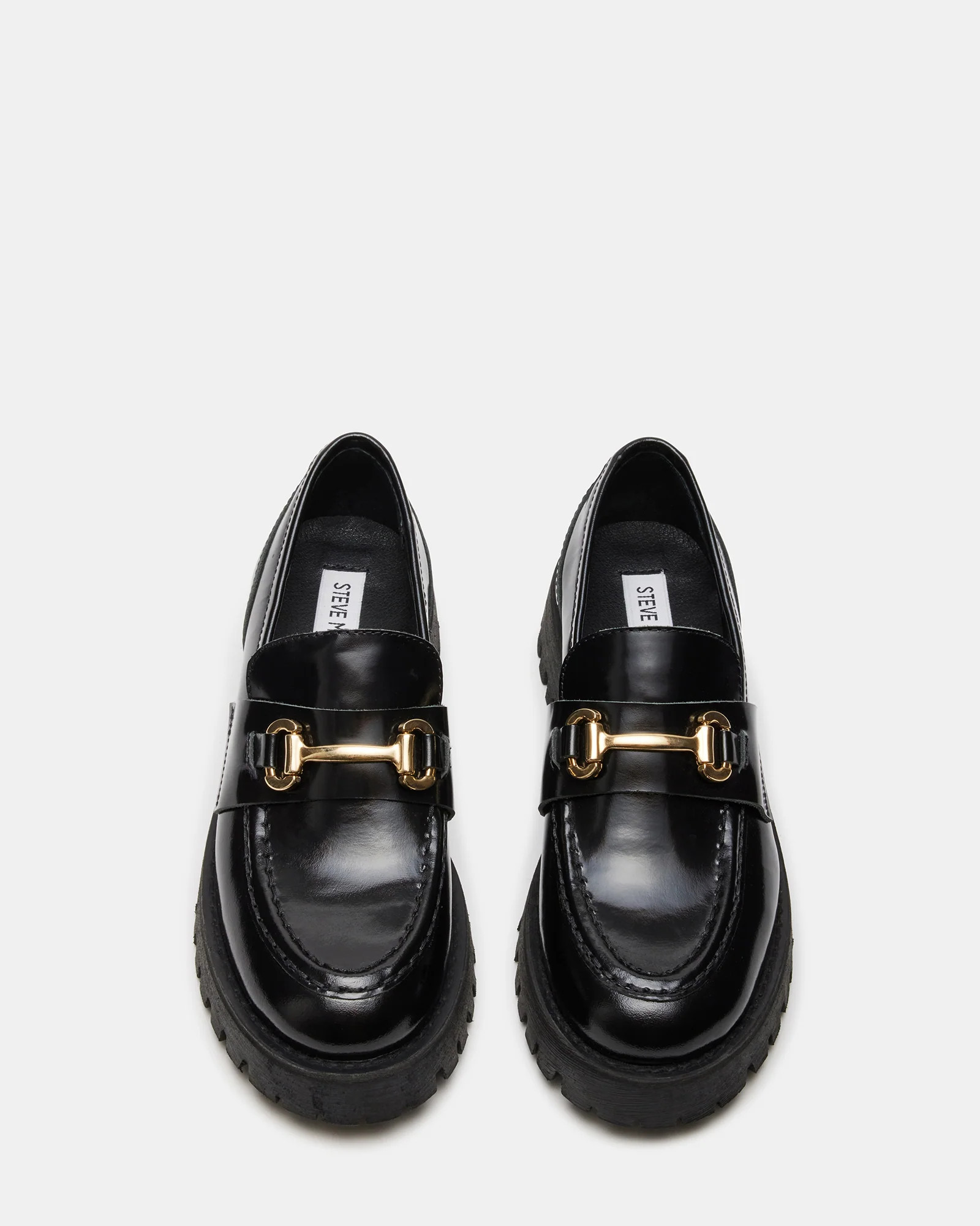 LANDO Black Leather Lug Women's Loafer | Steve Madden (US)