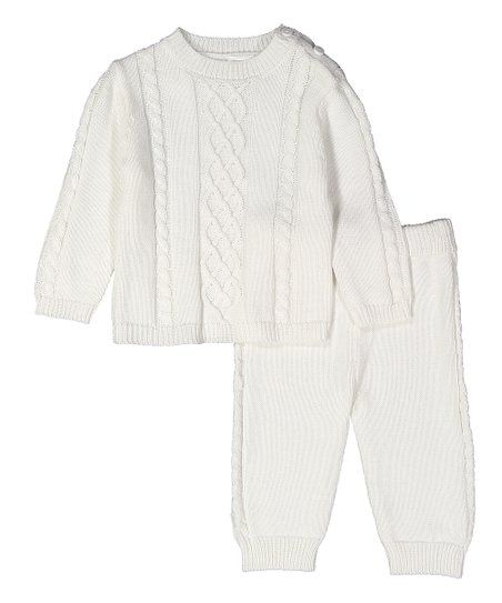 White Cable-Knit Sweater & Pants - Infant | Zulily