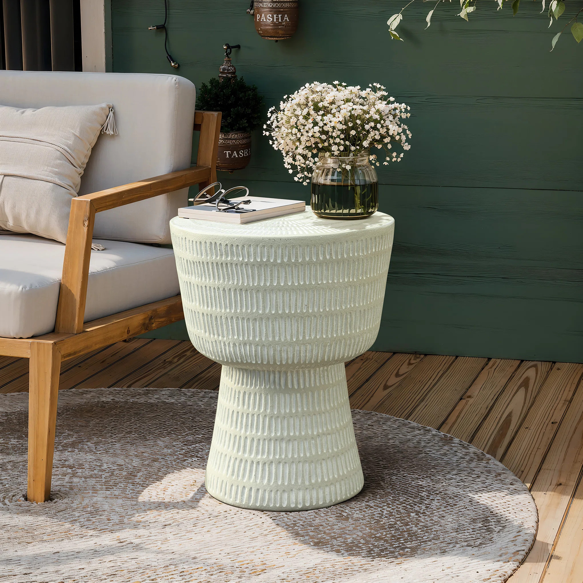Outdoor and Indoor Round Spiral Pattern Side Table | Wayfair North America
