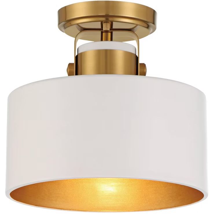 Possini Euro Design Modern Ceiling Light Semi Flush Mount Fixture 10" Wide Soft Gold Metal White ... | Target