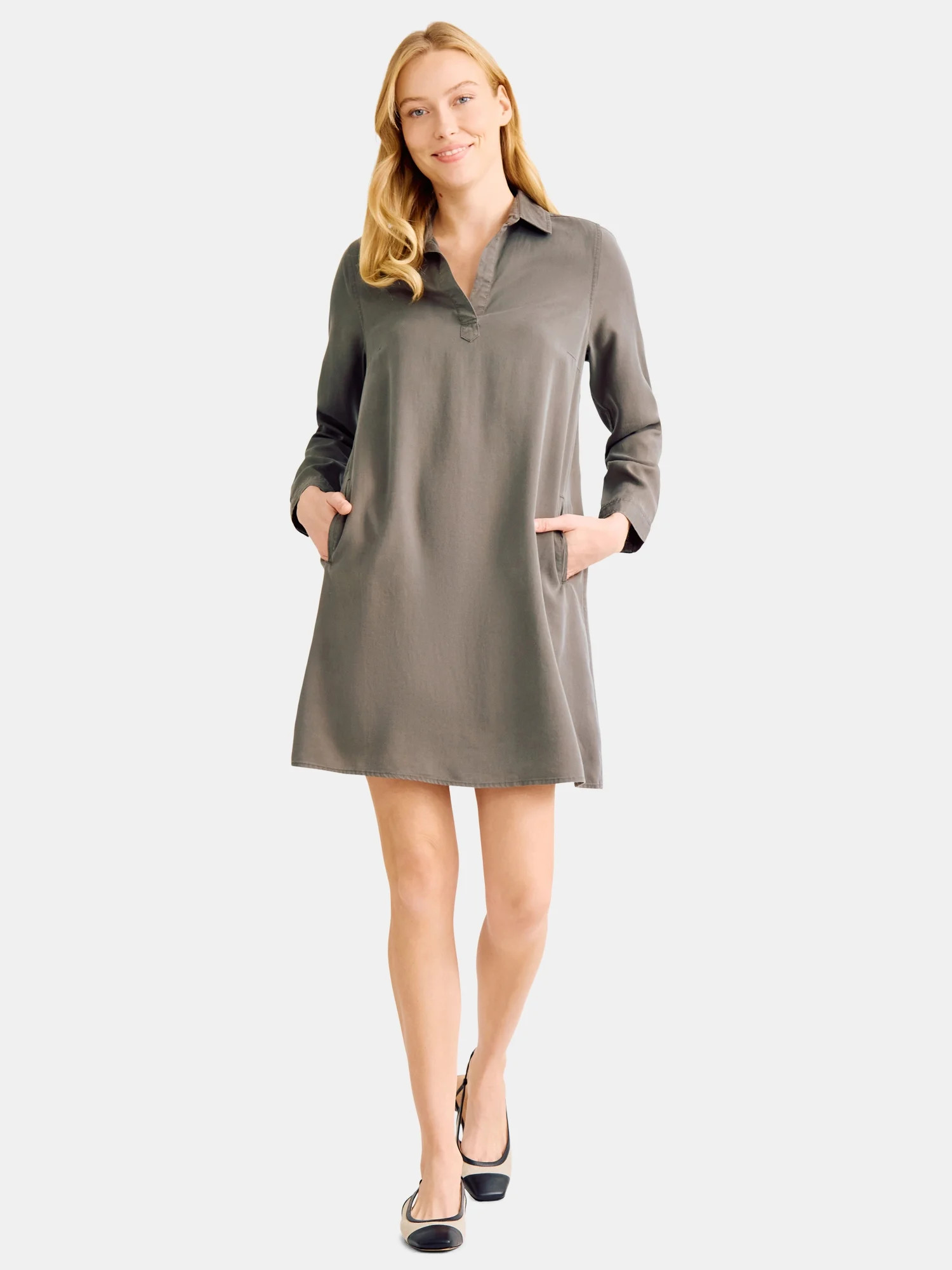 Time and Tru Women's Knit Shirtdress, Sizes XS-XXXL | Walmart (US)