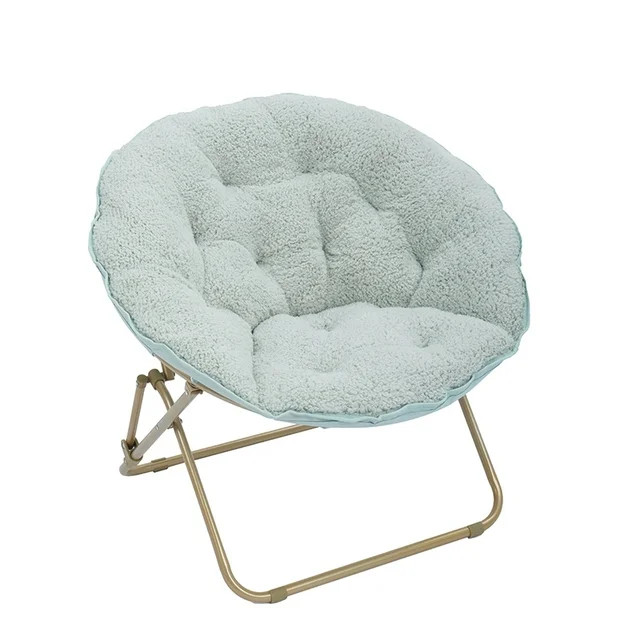 Mainstays Saucer Chair for Kids and Teens, Soft Sea Faux Shearling w Gold Legs | Walmart (US)