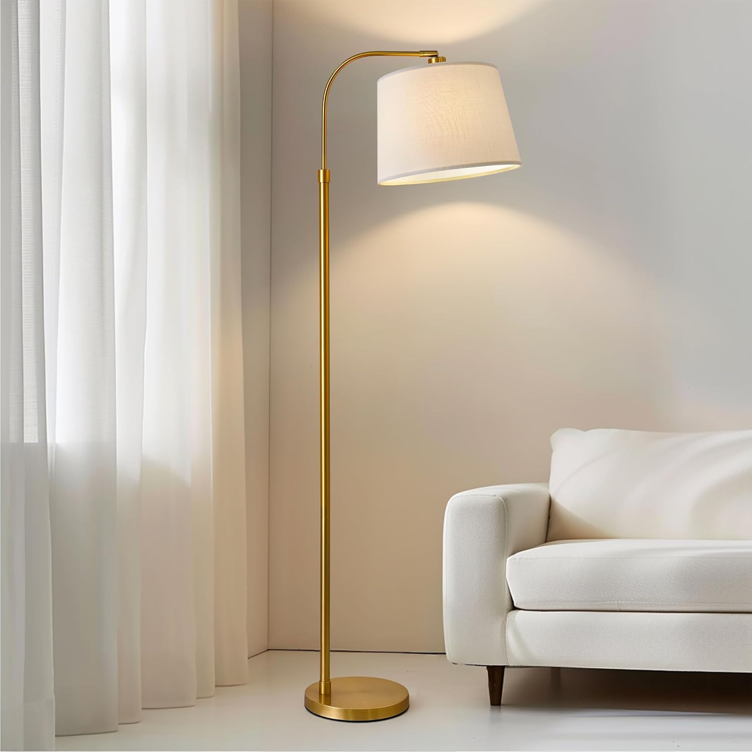 Oneach 62" Gold Floor Lamp for Living Rooms Tall Arc Standing Lamps for Bedrooms Industrial Corne... | Amazon (US)