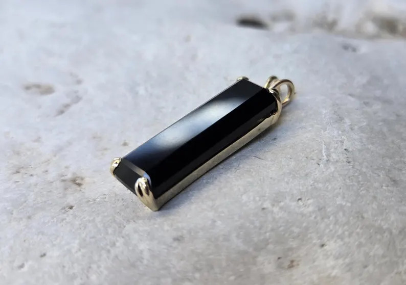 14K Black Onyx Pendant - Etsy | Etsy (US)