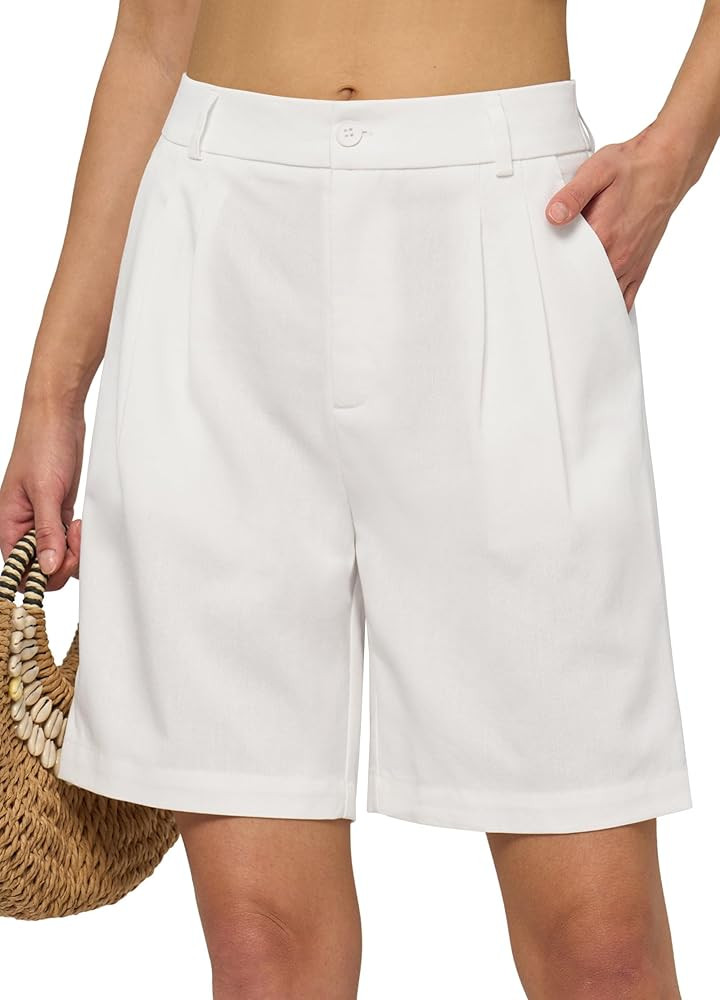 Willit Women's Linen Shorts Wide Leg Dress Casual Summer Pleated Shorts High Waisted with Pockets... | Amazon (US)