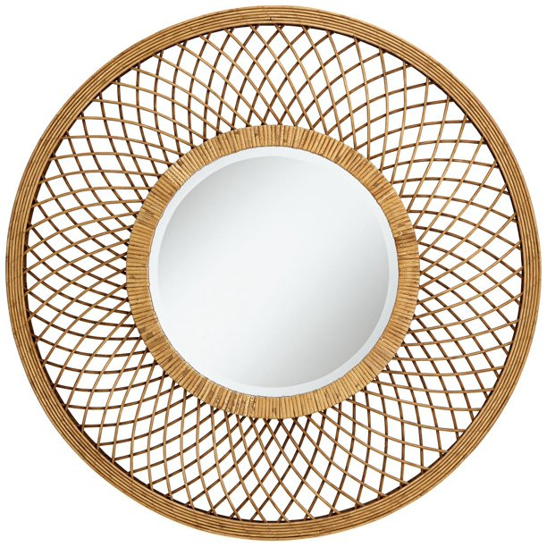 Noble Park Baja Del Sur Dark Rattan 36" Round Wall Mirror | Walmart (US)