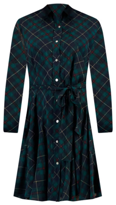 Tommy Hilfiger Women's Argyle-Print Sheer-Sleeve Dress - Macy's | Macy's