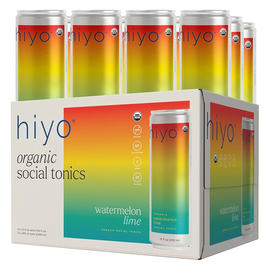 Hiyo Organic Social Tonic - Watermelon Lime, 12 Pack - N.A. Functional Seltzer, Sparkling Water C... | Amazon (US)