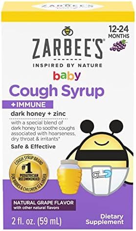 Zarbee's Baby Cough Syrup + Immune with Honey, Natural Grape Flavor, 2 Fl Oz | Amazon (US)