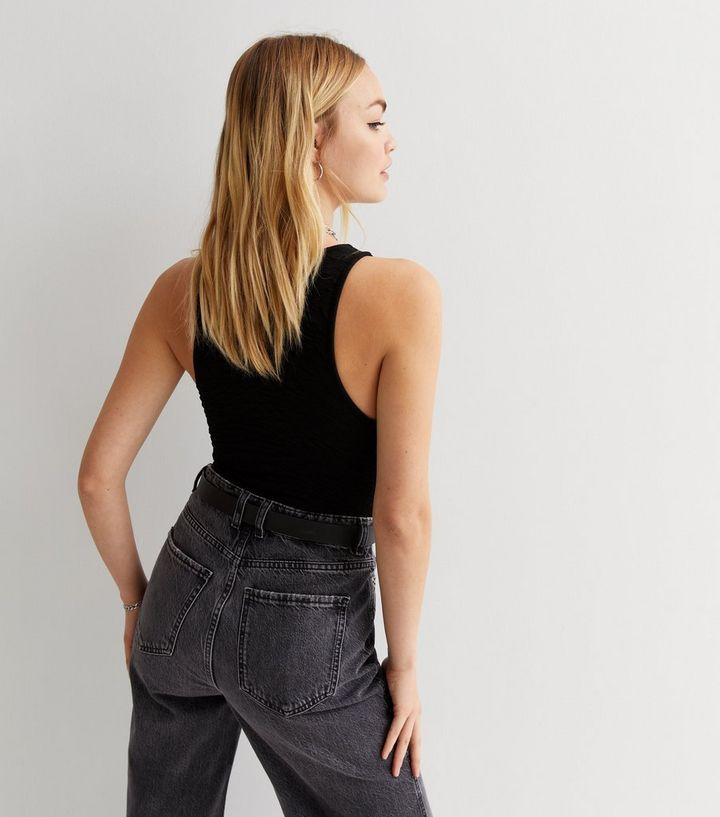 Black Textured Racer Bodysuit | New Look | New Look (UK)