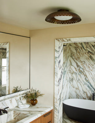 Omero Flush Mount Light, Burnished Brass, 18"Dia | Lulu and Georgia 