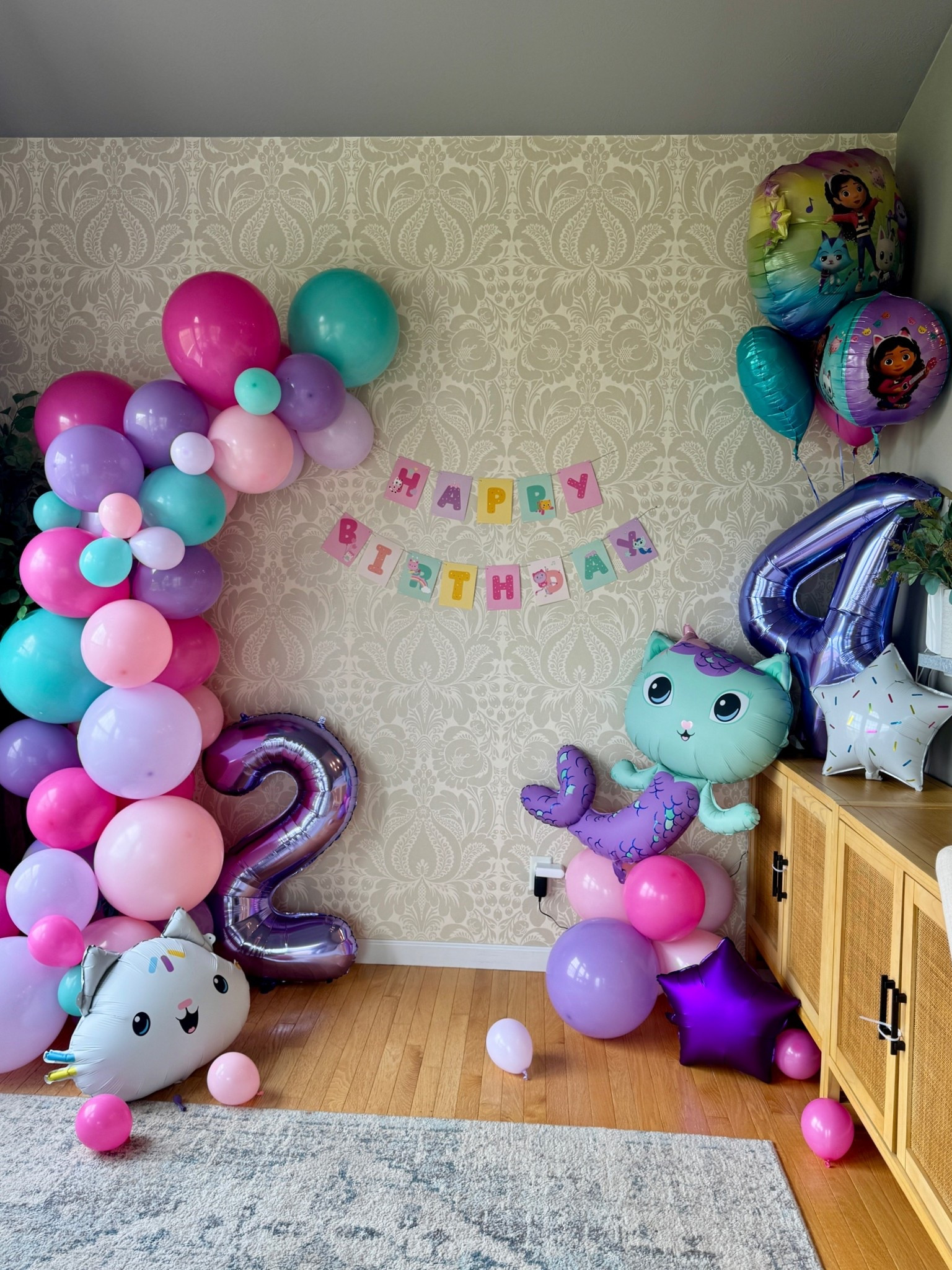 Gabby’s Dollhouse birthday party for my two year old and four year old!

Toddler birthday party ideas | birthday decorations | party decor | balloon arch | Gabby cats | mermaids | kitty cats | girl mom | DIY balloon arch | birthday banner sign | helium tank at home | mercat | cakey | character theme | Etsy finds |

#LTKmomlife #LTKKids #LTKdayinmylife