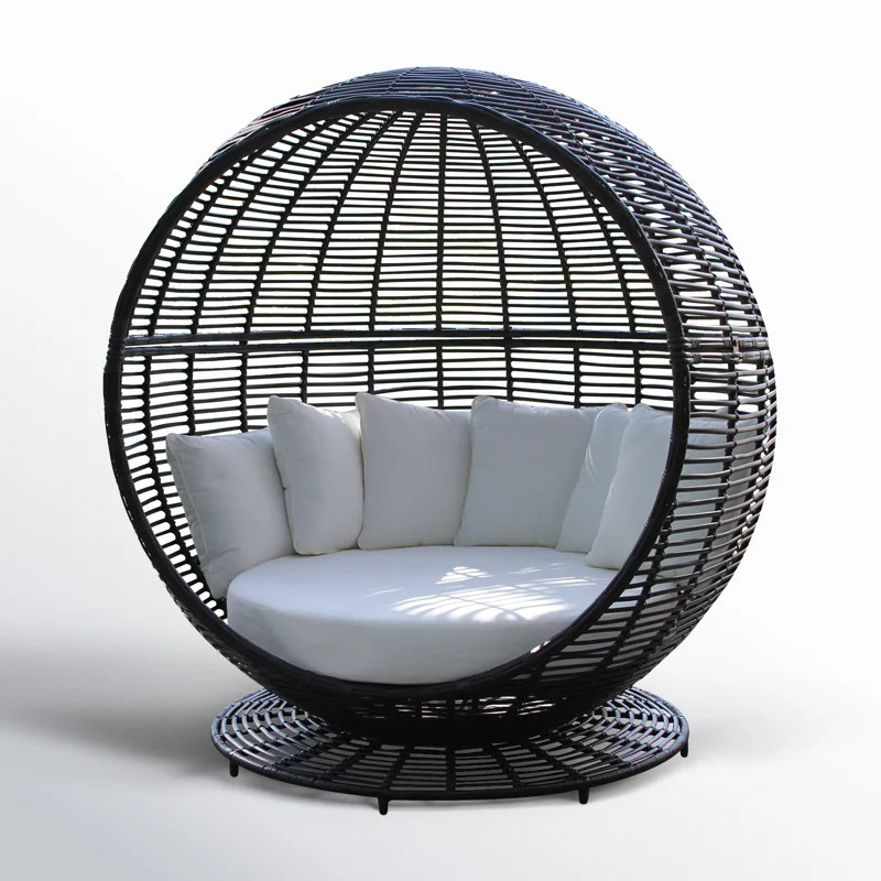 Carla 57'' High-Density Polyethylene (HDPE) Wicker Outdoor Daybed with Sunbrella Cushions | AllModern