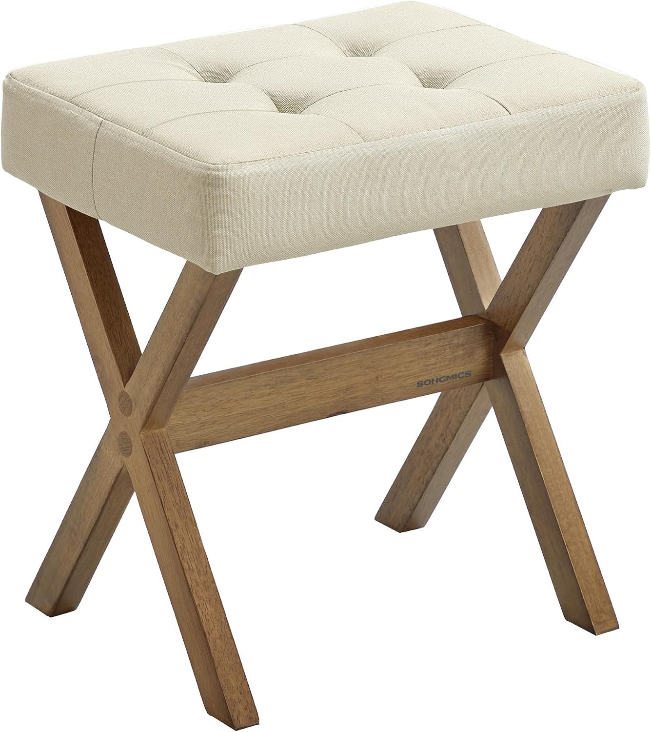 SONGMICS Makeup Stool, Padded Vanity Foot Rest, Solid Wood X Legs | Amazon (US)