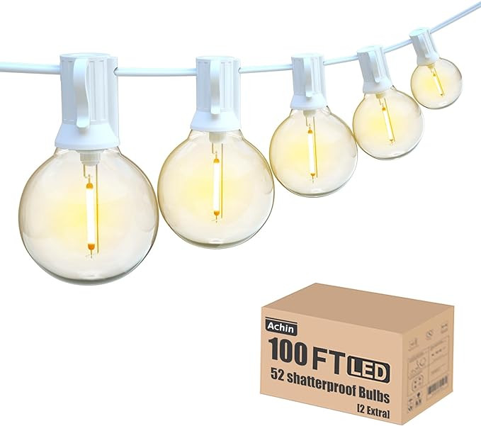 Outdoor String Lights 100FT G40 Globe Patio Lights Outdoor Waterproof with 50+2 Shatterproof LED ... | Amazon (US)