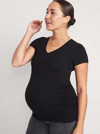 Maternity V-Neck Side-Shirred T-Shirt | Old Navy (US)