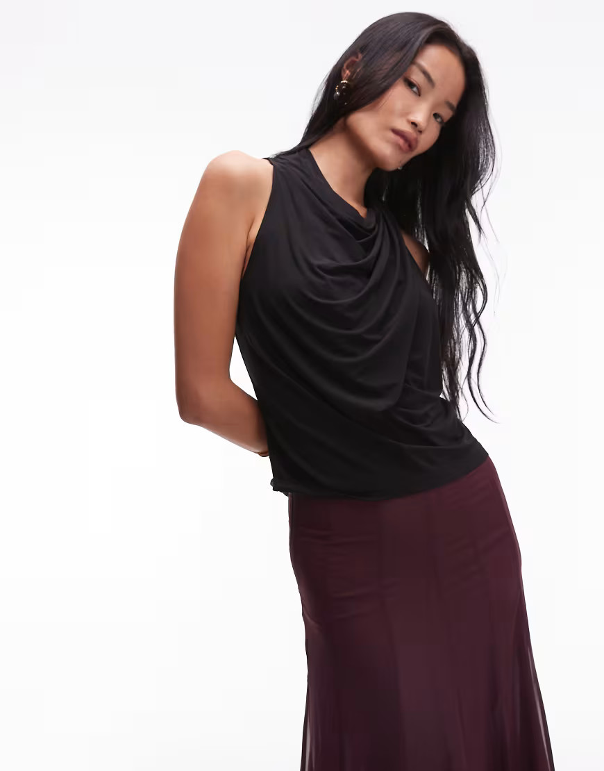 & Other Stories halterneck drapey top in black | ASOS (Global)