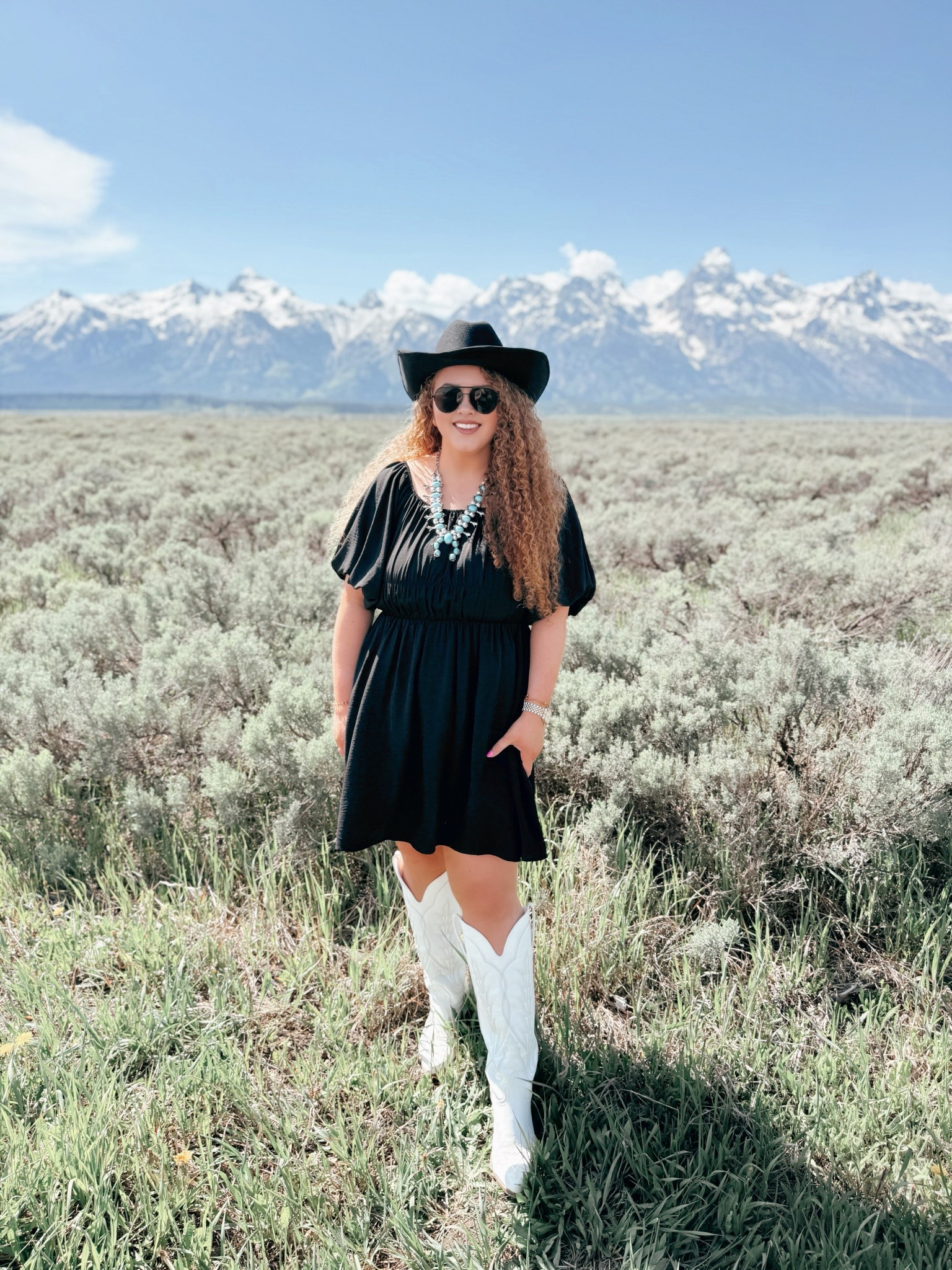 Surrounded by something greater than words 🏔️🌿 Grand Tetons, you’ve got my heart 🤍 black dress | amazon black dress | western dress | amazon dress | boots | cowgirl boots | white boots | white cowgirl boots | concert look | concert outfit | concert finds | concert outfit inspo | spring concert outfit | spring | spring finds | spring fashion finds | amazon spring finds | amazon spring fashion | spring outfit inspo | spring transition look | spring transition outfit | spring concert | spring concert outfit | country concert outfit | grand Teton trip | grand Teton outfit | Yellowstone trip | Yellowstone outfit | western outfit | western fashion | western wear | cowgirl hat | amazon cowgirl hat | black cowgirl hat | amazon black cowgirl hat | squash blossom | turquoise squash blossom | sunglasses | amazon sunglasses | Jackson hole trip | Jackson hole outfit | Jackson hole vacation 

#LTKStyleTip #LTKSummerEdit #LTKMidsize