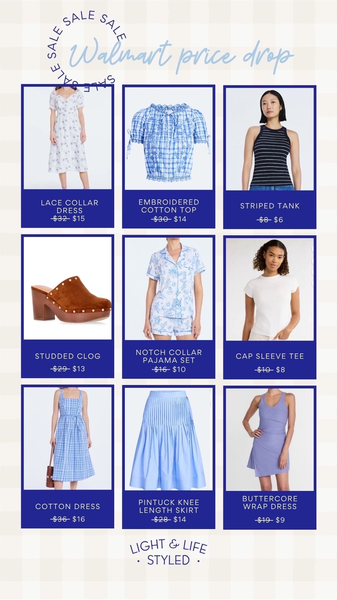Walmart just dropped the prices on a handful of the cutest and most on-trend pieces of the summer ☀️. These were already affordable and with these prices, it’s the perfect time to grab a few more summer pieces. These light with blue tops and skirts are adorable and look far more expensive than they are. 
Coastal pajamas, block heel mule clog, striped tank top, lightweight dress, basic summer tee

#LTKOver40 #LTKPetite #LTKSaleAlert